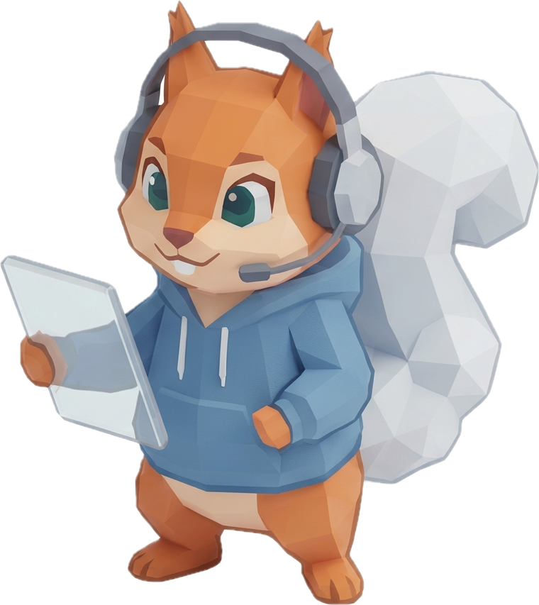 CheapCalls mascot — a friendly squirrel with a headset making an international call